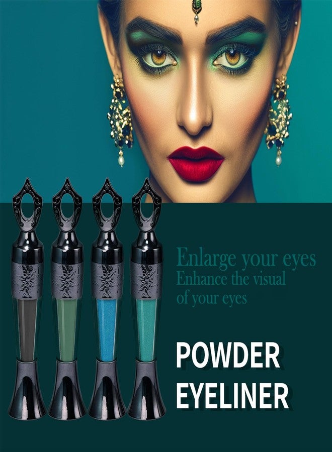 DLZZRS Powder Eyeliner, Multi-Use Eyeliner Powder Long-Wearing & Smudge-Proof Intense Color Easy To Apply, Gentle & Skin-Friendly Formula, Smoothly Outlines The Eye-Liner For Women, #02 Dark Green - Image 3